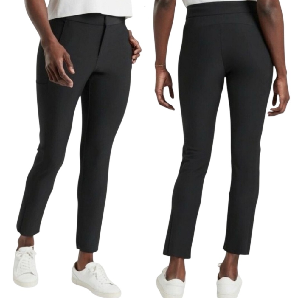 Athleta Stellar Trouser Black Sz 0 Zip Ankle Commuter Travel Office Athleisure